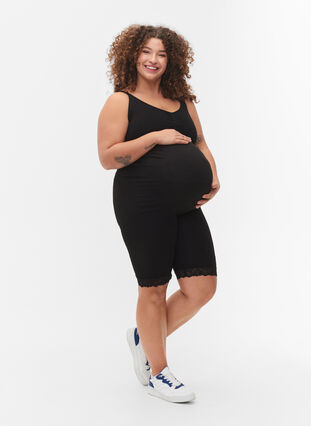Zizzi Sykkelshorts til gravide med blondekant, Black, Model image number 3