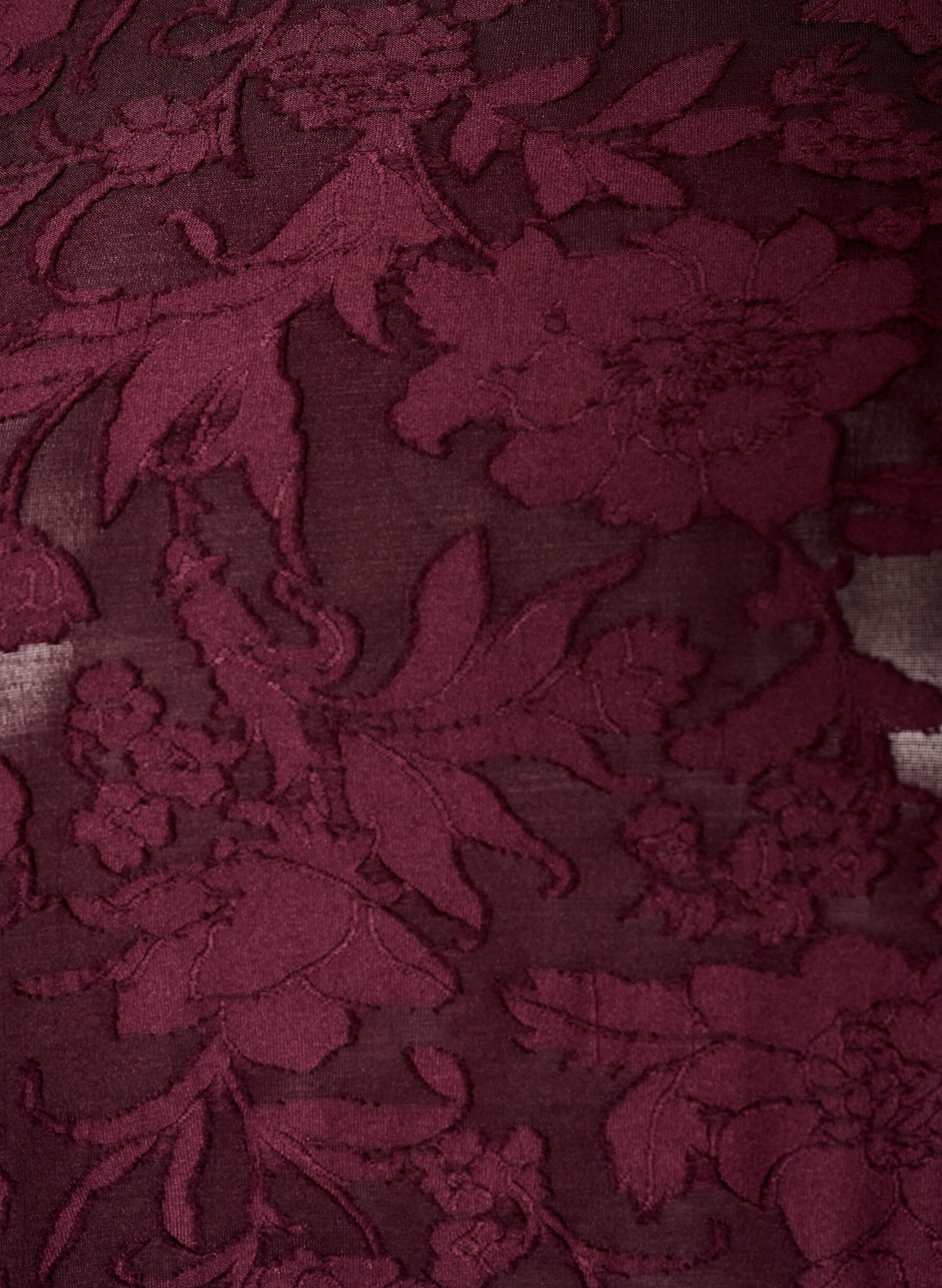 ZizziGjennomsiktig bluse med blomstertekstur og lange ermer, R&oslash;d, Packshot image number 2