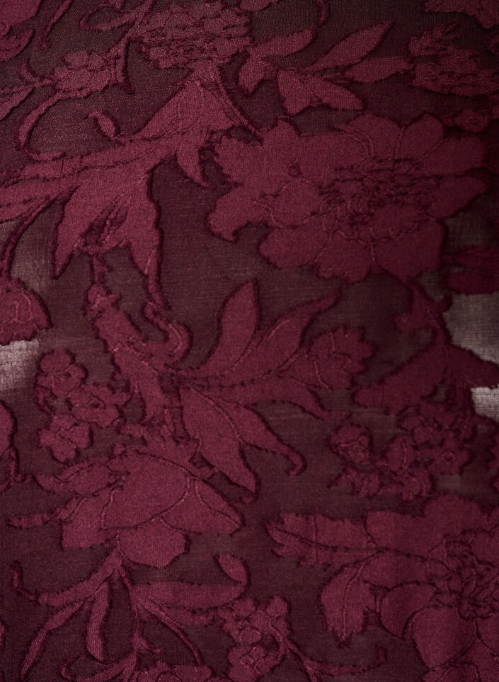 Gjennomsiktig bluse med blomstertekstur og lange ermer, R&oslash;d, Packshot image number 2