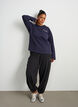 Langermet jerseybluse med teksttrykk, Bl&aring;, Model image number 1