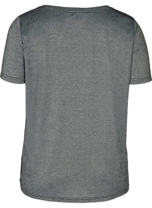 Kortermet t-skjorte med glimmer, Black w Silver , Packshot image number 1