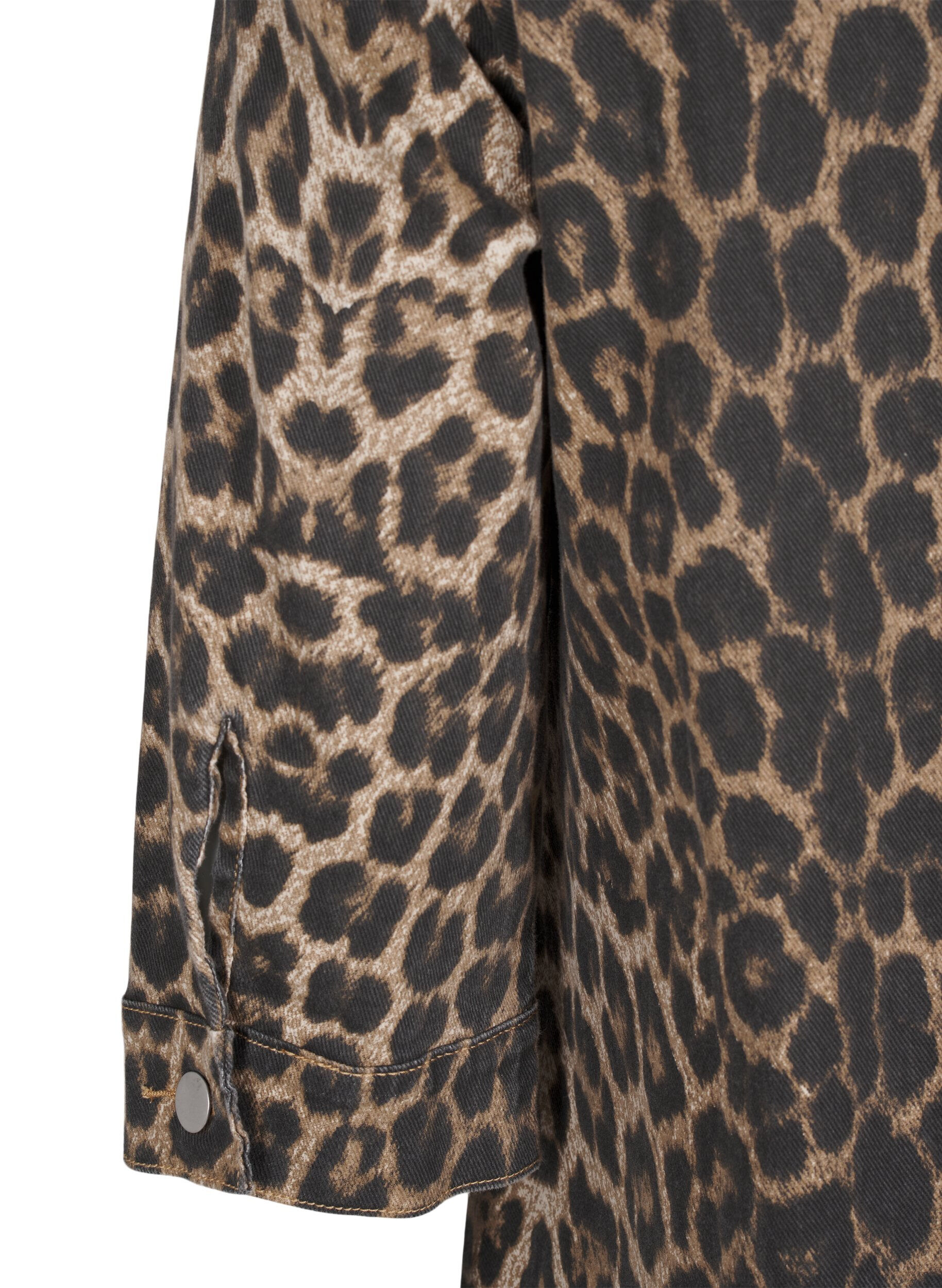 Zizzi Denimkjole med leopardm&oslash;nster, Brun, Packshot image number 3
