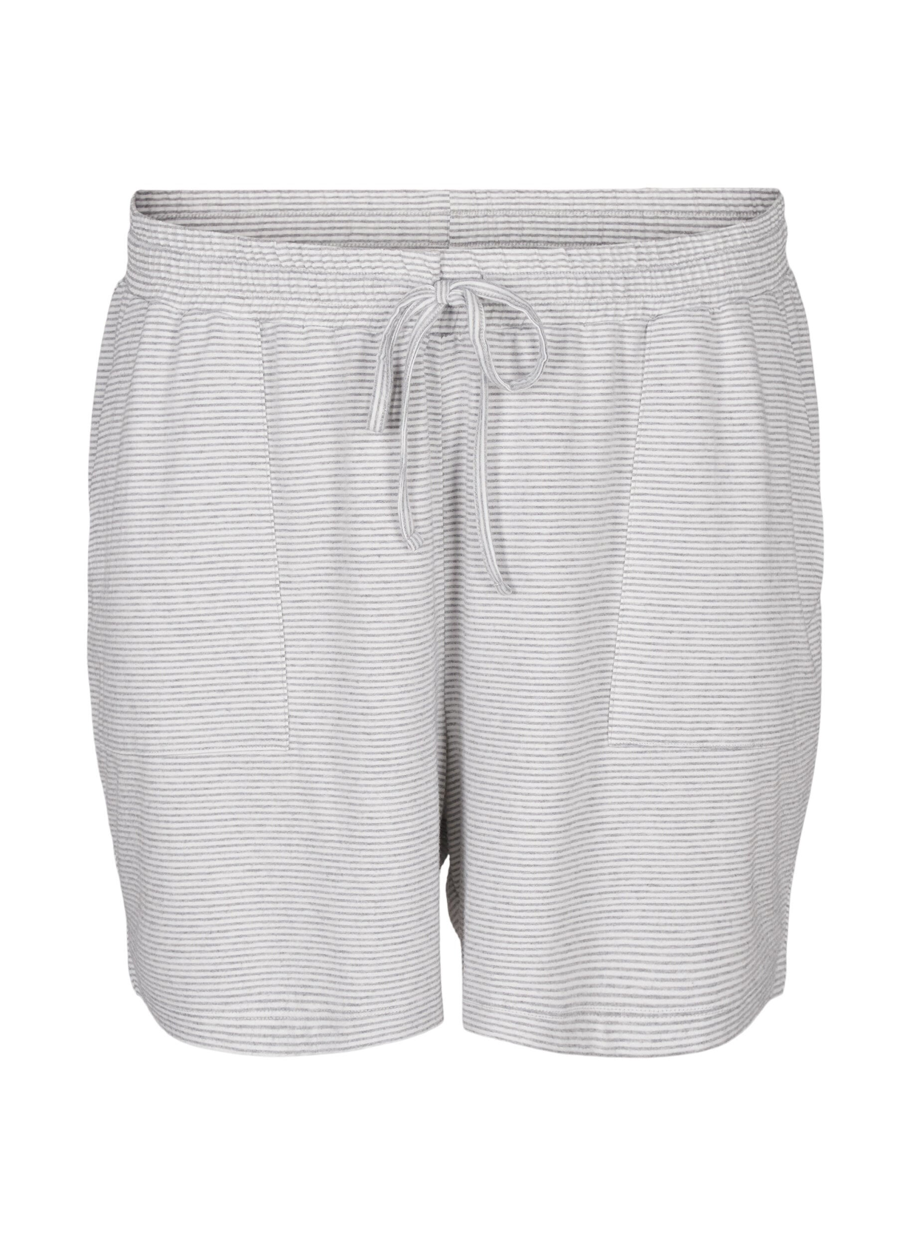 Zizzi Stripete pyjamasshorts med h&oslash;y midje, LGM Stripe, Packshot image number 0