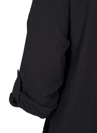 Zizzi Bomullsbluse med engelsk broderi og 3/4-ermer, Black, Packshot image number 3