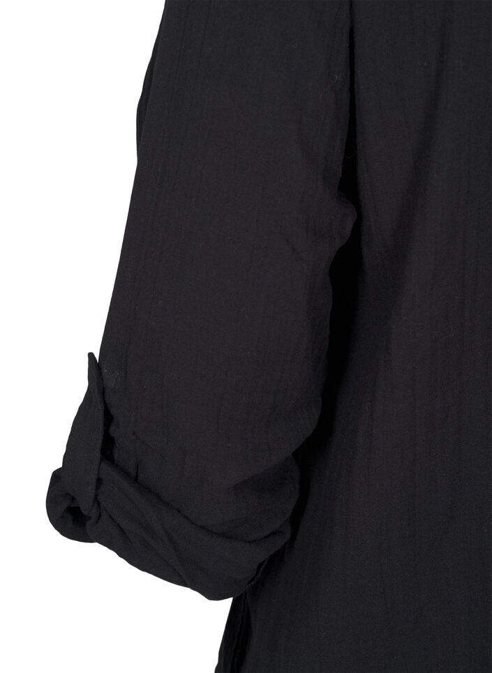 Bomullsbluse med engelsk broderi og 3/4-ermer, Black, Packshot image number 3