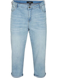 7/8 jeans med oppbrettede kanter og høy midje, Light blue denim