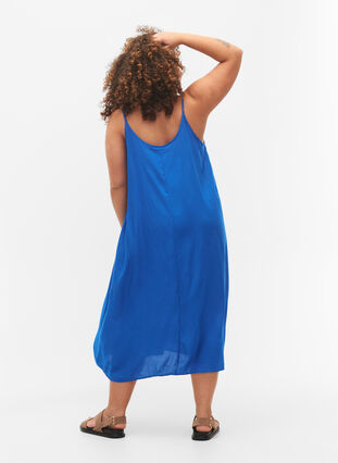 Kjole i viskose med stropper og trykk, Princess Blue, Model image number 1