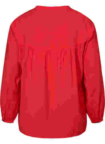Langermet bluse i viskosemiks, Fiery Red, Packshot image number 1