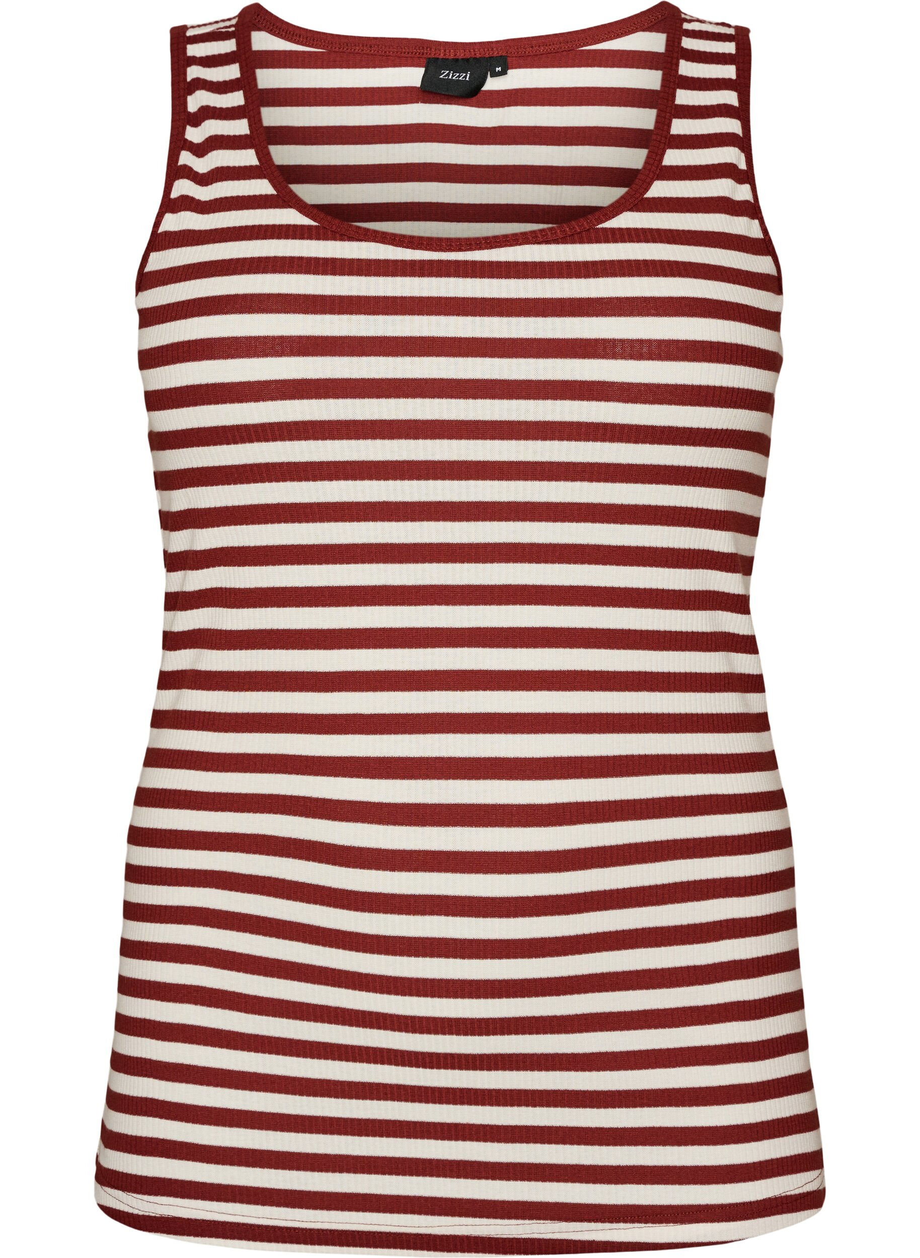 ZizziStripete ribbestrikket singlet, R&oslash;d, Packshot image number 0