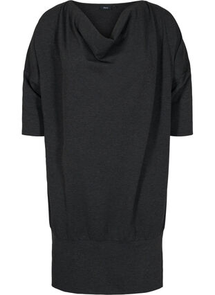 Ensfarget tunika med 3/4-ermer, Dark Grey Melange, Packshot image number 0