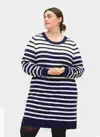 Stripete strikkekjole med lange ermer, Peacoat W. Stripes, Model