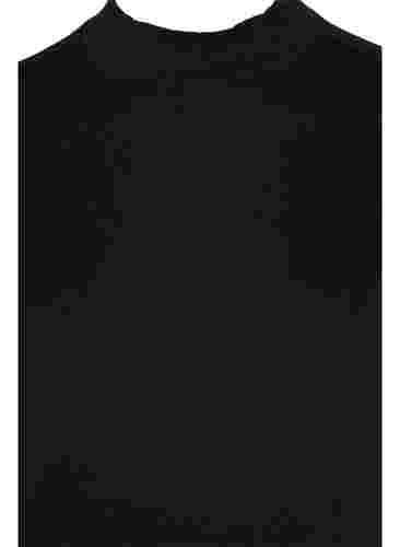 Høyhalset topp i bomull med ribbet struktur, Black, Packshot image number 2