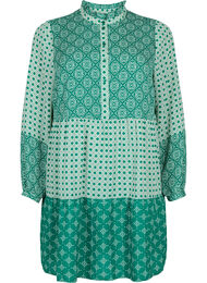 A-formet kjole med mønster og cutlines, Green AOP