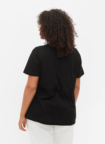 T-skjorte i bomull med V-hals og trykk, Black W. Love, Model image number 1