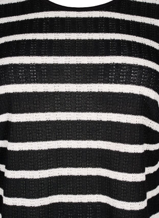 Zizzi Bluse med striper og lange ermer, Black Sand Stripe, Packshot image number 2