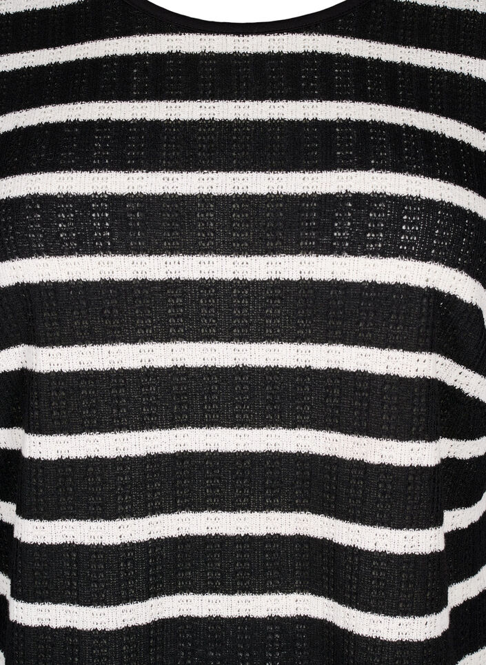 Bluse med striper og lange ermer, Black Sand Stripe, Packshot image number 2