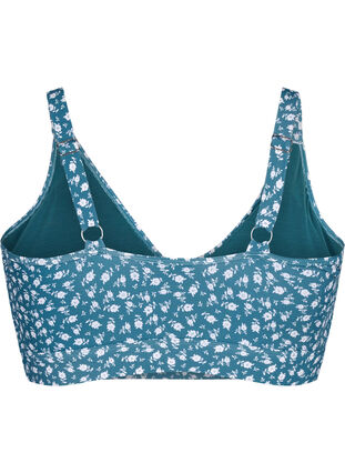 Zizzi Blomstrete bikinioverdel med volangdetaljer, Blå, Packshot image number 1