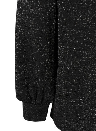 Skjorte med glimmer og puffermer, Black, Packshot image number 3