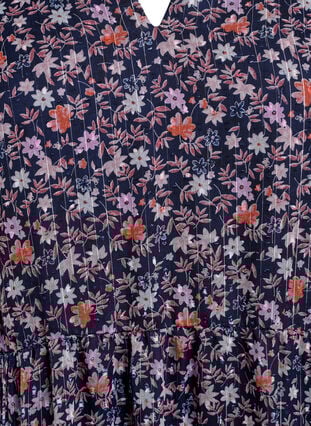 Zizzi Tunika med blomstermønster og glittertråder, Navy Flower AOP, Packshot image number 2