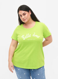 T-skjorte i bomull med trykk, Lime Green w. Bella, Model