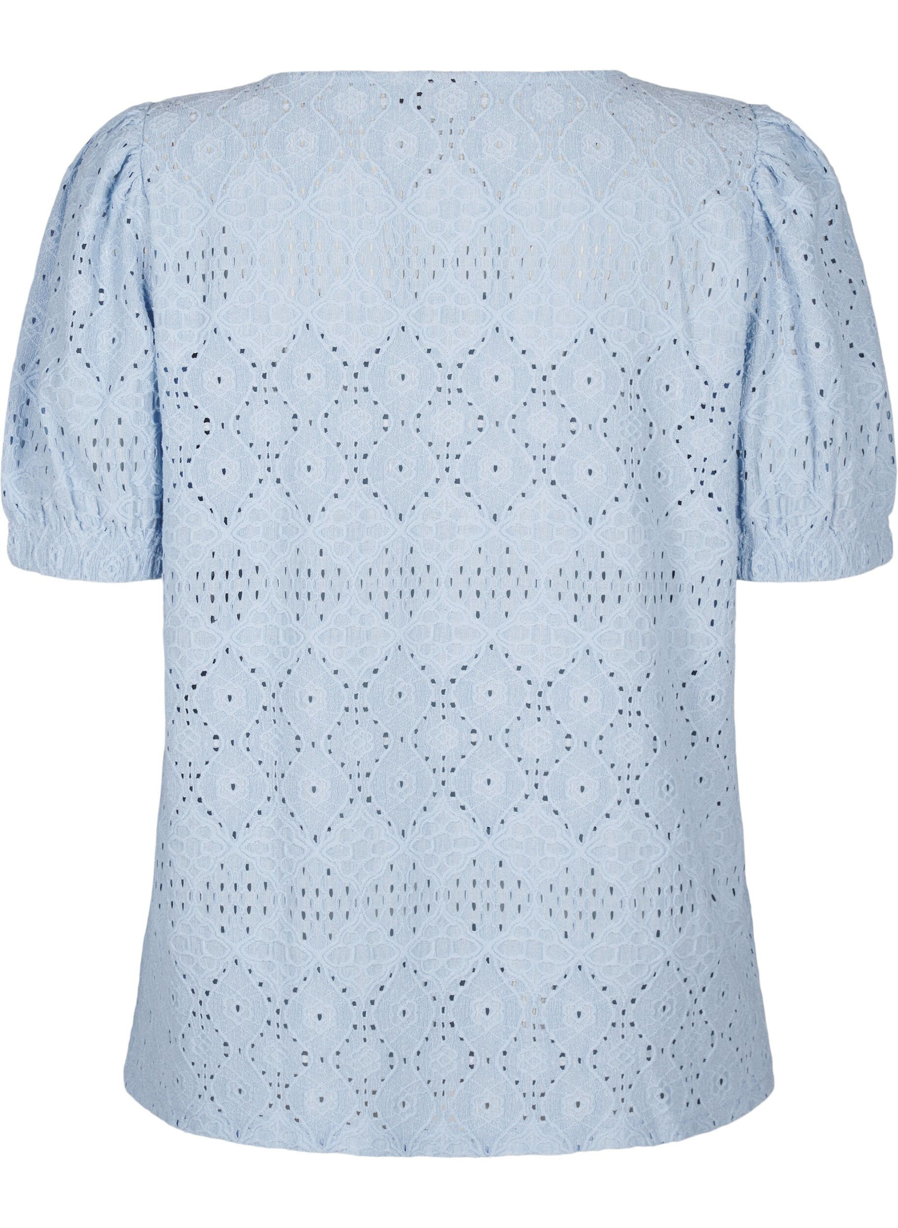 ZizziKortermet bluse med blondem&oslash;nster, Cashmere Blue, Packshot image number 1