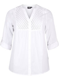 FLASH – skjorte med hekledetaljer, Bright White
