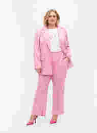 Melerte bukser med strikk og knappelukking, Rosebloom, Model