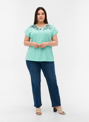 T-skjorte i bomull med mønster øverst, Cabbage FLOWER, Model image number 2