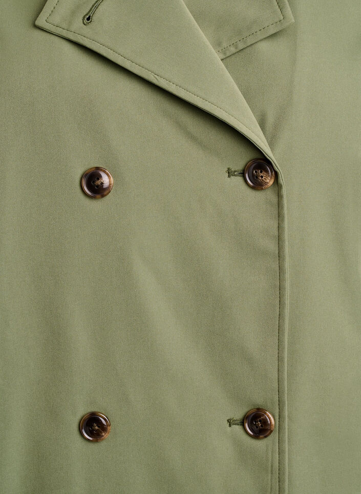 Kort trenchcoat med lommer, Grønn, Packshot image number 2