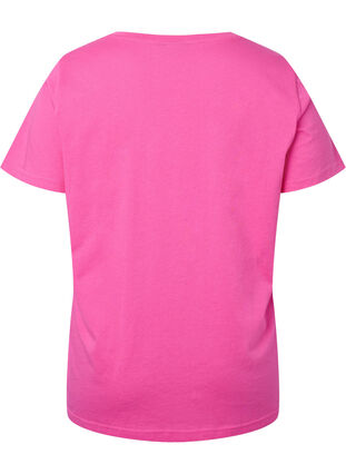 T-skjorte i bomull med tekst, Shocking Pink W. LOS, Packshot image number 1