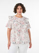 Bluse i bomull med broderie anglaise og volanger, Rosa, Model image number 0