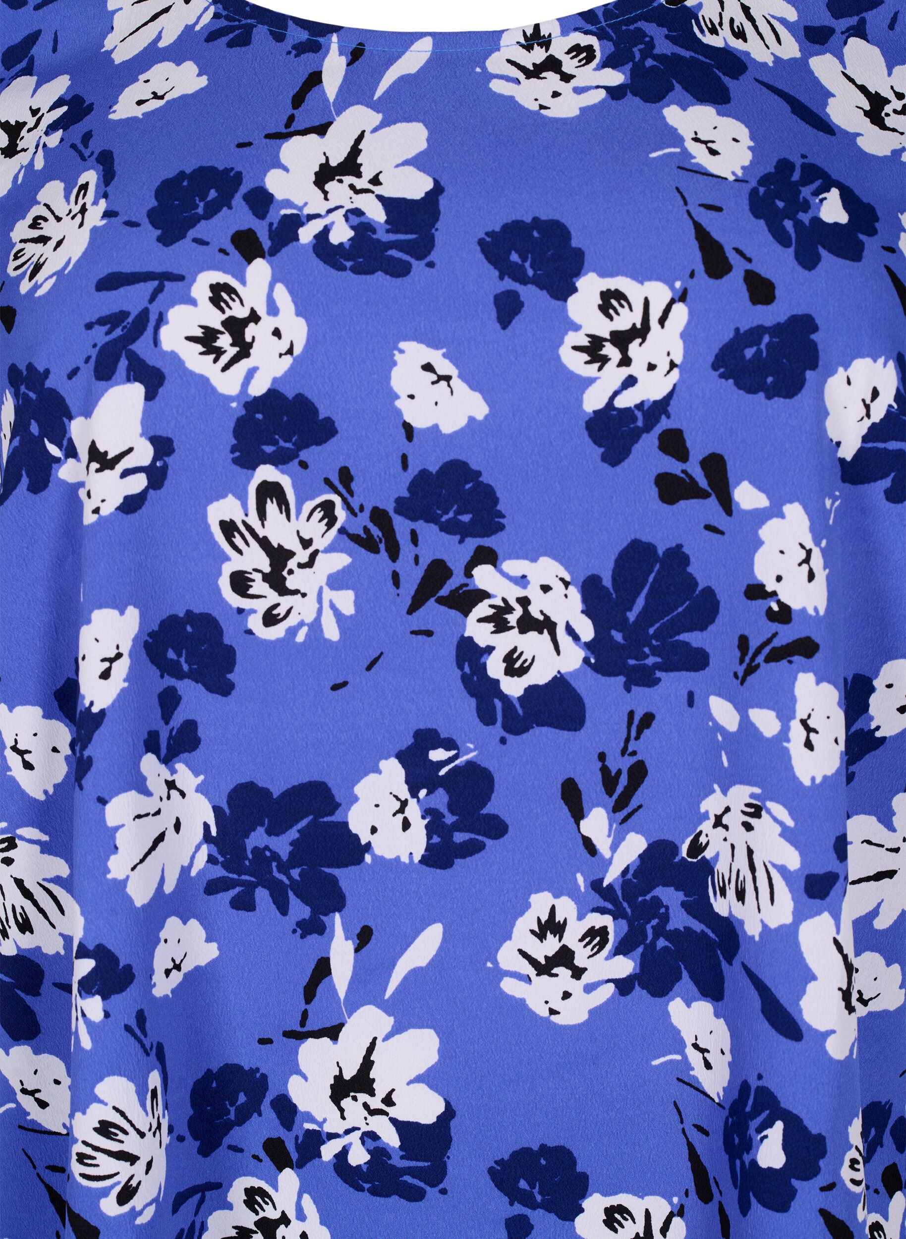 Zizzi FLASH - Bluse med korte ermer og trykk, Amparo Blue Flower, Packshot image number 2