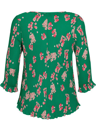 Bluse med plissé og 3/4-ermer, Jolly Green Flower, Packshot image number 1