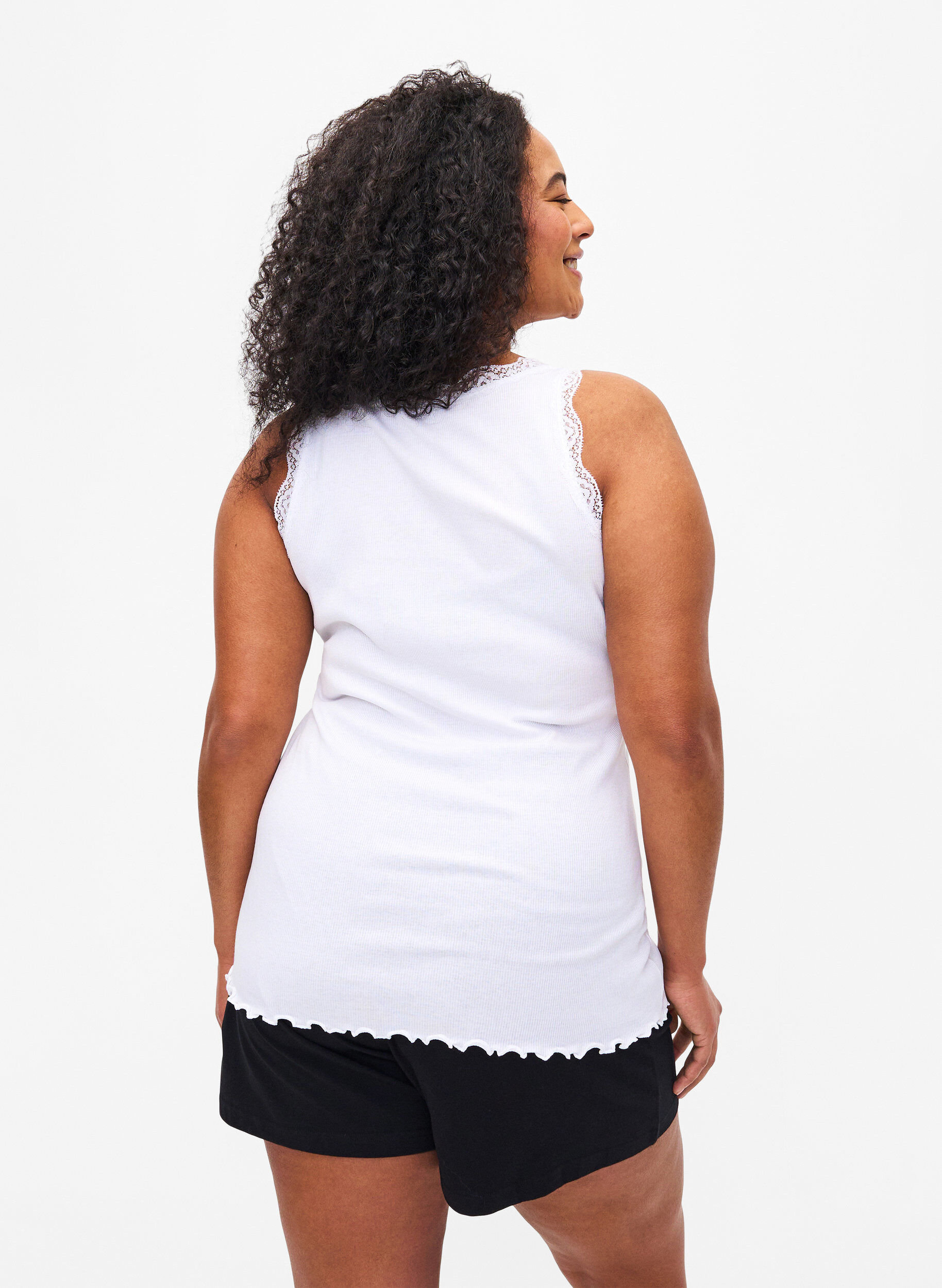 ZizziTopp med blondekant, Hvit, Model image number 2
