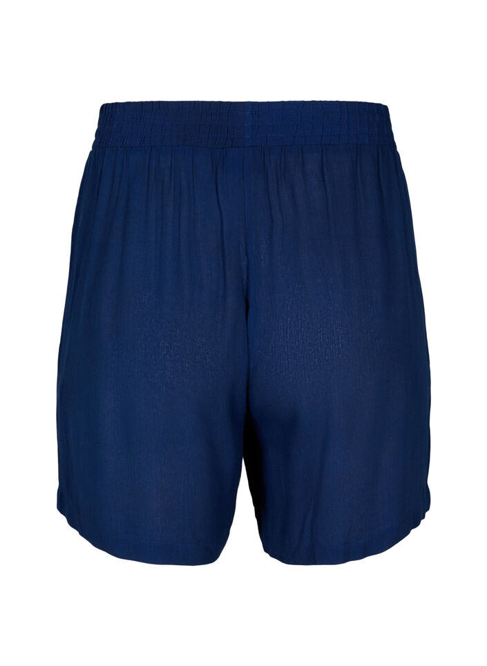 Shorts i viskose med h&oslash;y midje, Medieval Blue, Packshot image number 1