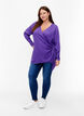 Langermet bluse i viskose med wrap look, Prism Violet, Model image number 2