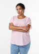 Bluse med korte ermer og rund hals, Rosa, Model image number 0