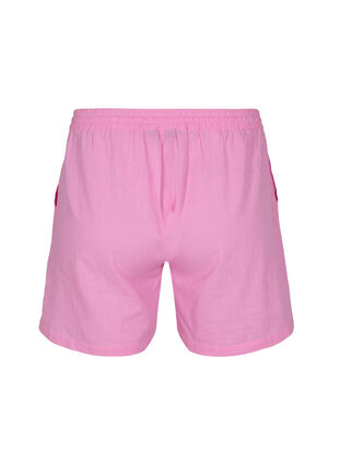 Løs shorts i bomullsblanding med lin, Begonia Pink, Packshot image number 1