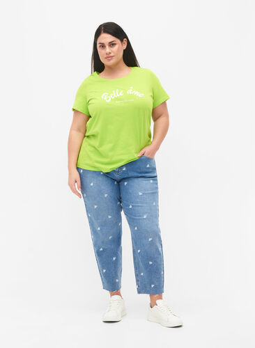 T-skjorte i bomull med trykk, Lime Green w. Bella, Model image number 2