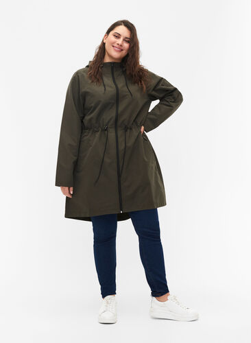 FLASH - Vannavvisende parkas med hette, Black Ink, Model image number 2