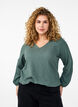 FLASH - Bluse med tekstur og lange ermer, Balsam Green, Model image number 0