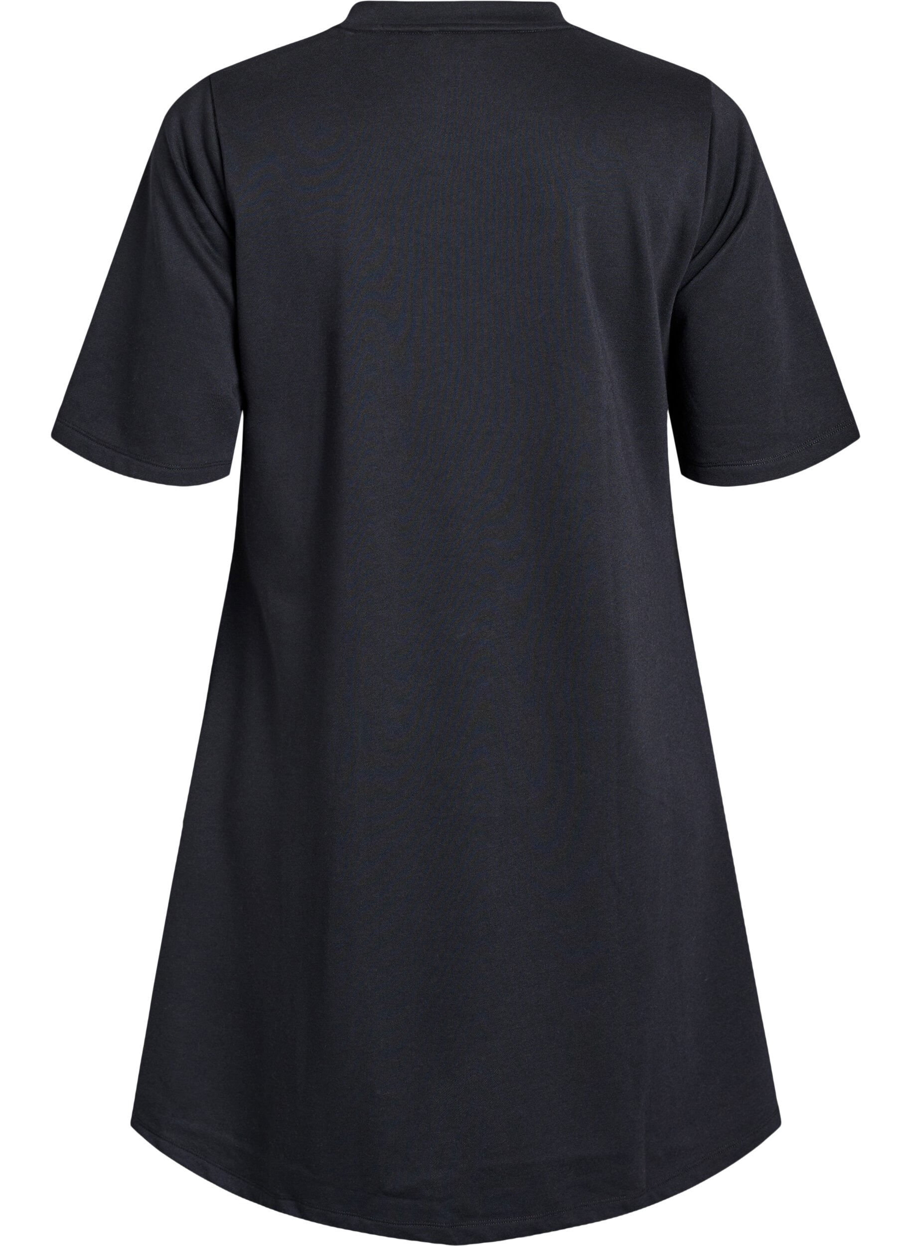 Zizzi Knelang jerseykjole med lommer og A-fasong, Svart, Packshot image number 1