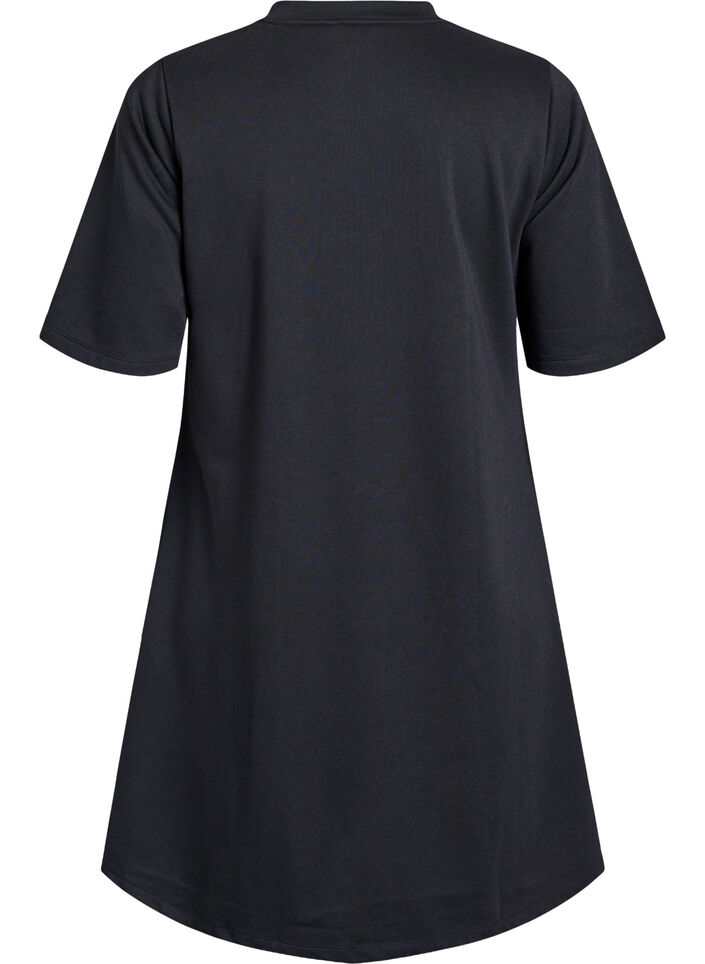 Knelang jerseykjole med lommer og A-fasong, Svart, Packshot image number 1