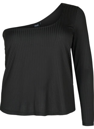 Zizzi One-shoulder bluse, Black, Packshot image number 0