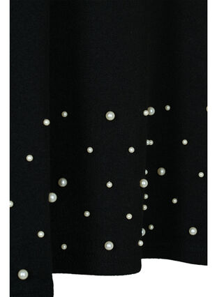 Bluse med perler og 3/4-ermer, Black, Packshot image number 2
