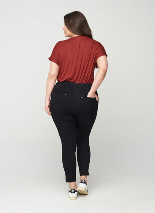 Cropped Amy jeans med høyt liv og glidelås, Black, Model image number 1