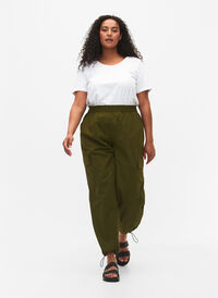 Cargo bukser med justerbar elastisk snøring, Green , Model