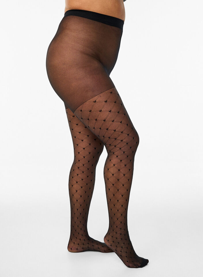 Tights i 25 denier med hjerter, Svart, Packshot image number 0