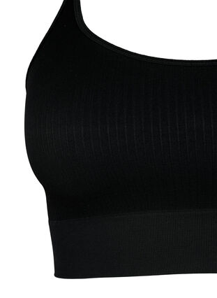 Sømløs sports-BH i ribbet materiale, Black, Packshot image number 2