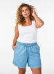 Shorts med plagg i denim med elastisk midje og snor, Bl&aring;, Model image number 0
